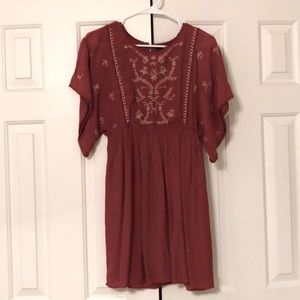 Rustic Orange/ Red Flowy Dress